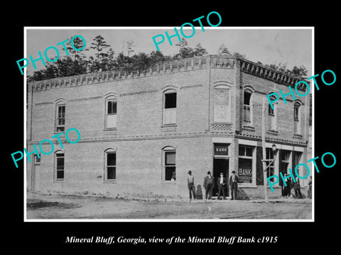 OLD LARGE HISTORIC PHOTO MINERAL BLUFF GEORGIA, VIEW OF THE TOWN BANK c1915