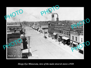 OLD LARGE HISTORIC PHOTO OF SLEEPY EYE MINNESOTA, THE MAIN STREET & STORES c1920