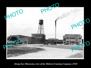 OLD LARGE HISTORIC PHOTO OF SLEEPY EYE MINNESOTA, THE MIDWEST CANNING Co c1930