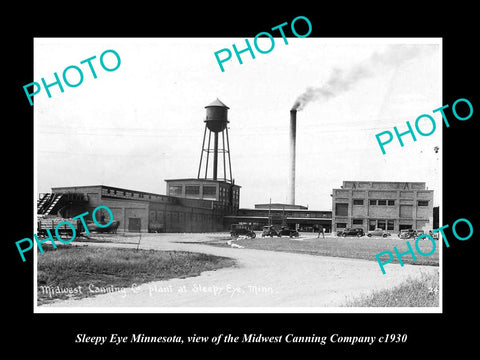 OLD LARGE HISTORIC PHOTO OF SLEEPY EYE MINNESOTA, THE MIDWEST CANNING Co c1930