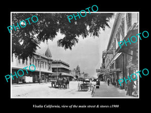 OLD LARGE HISTORIC PHOTO OF VISALIA CALIFORNIA, THE MAIN STREET & STORES c1900