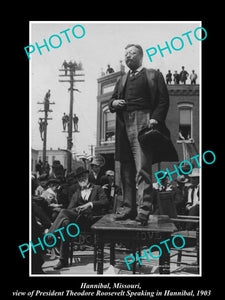 OLD LARGE HISTORIC PHOTO OF HANNIBAL MISSOURI, PRESIDENT ROOSEVELT IN TOWN c1903