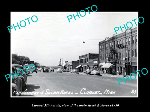 OLD LARGE HISTORIC PHOTO OF CLOQUET MINNESOTA, THE MAIN STREET & STORES c1950