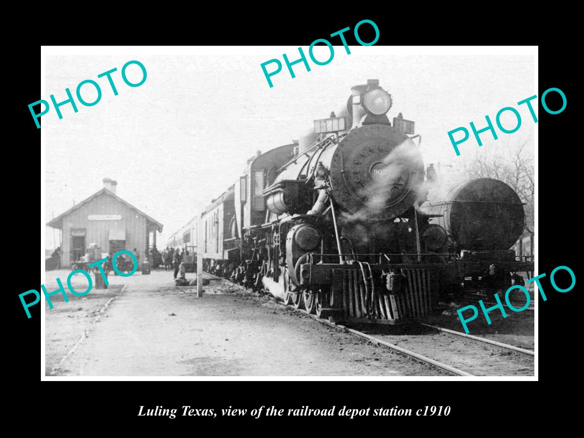 OLD LARGE HISTORIC PHOTO OF LULING TEXAS, THE RAILROAD DEPOT STATION c1910