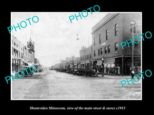 OLD LARGE HISTORIC PHOTO OF MONTEVIDEO MINNESOTA, THE MAIN STREET & STORES c1915