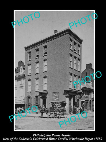 OLD HISTORIC PHOTO OF PHILADELPHIA PENNSYLVANIA, THE SCHEETZ CORDIAL DEPOT c1880