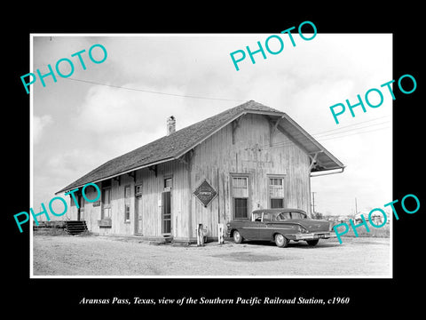 OLD LARGE HISTORIC PHOTO OF ARANSAS PASS TEXAS, THE RAILROAD DEPOT STATION 1960