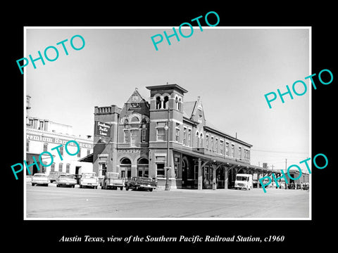 OLD LARGE HISTORIC PHOTO OF AUSTIN TEXAS, THE SP RAILROAD DEPOT STATION 1960