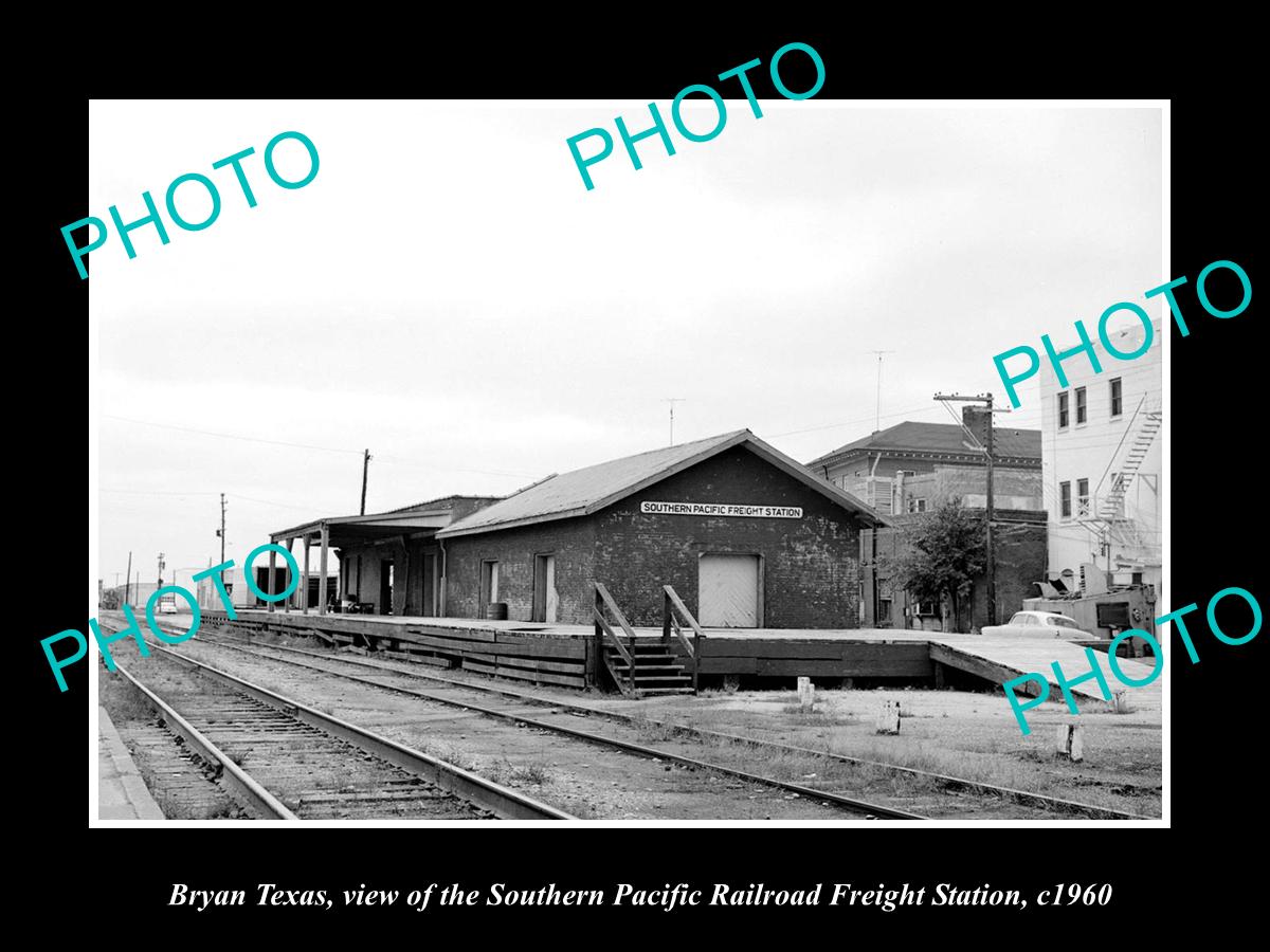 OLD LARGE HISTORIC PHOTO OF BRYAN TEXAS, THE SP RAILROAD FREIGHT STATION 1960