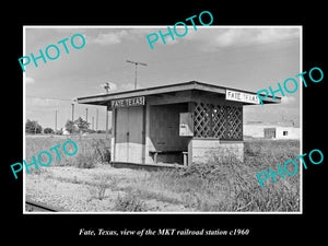 OLD LARGE HISTORIC PHOTO OF FATE TEXAS, THE MKT RAILROAD DEPOT STATION 1960