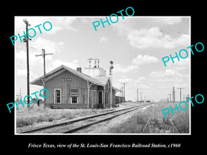 OLD LARGE HISTORIC PHOTO OF FRISCO TEXAS, THE RAILROAD DEPOT STATION 1960