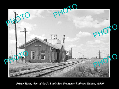 OLD LARGE HISTORIC PHOTO OF FRISCO TEXAS, THE RAILROAD DEPOT STATION 1960