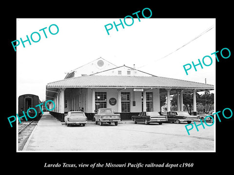 OLD LARGE HISTORIC PHOTO OF LAREDO TEXAS, THE M/P RAILROAD DEPOT STATION 1960