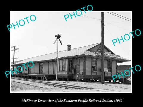 OLD LARGE HISTORIC PHOTO OF McKINNEY TEXAS, THE S/P RAILROAD DEPOT STATION c1960