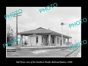 OLD LARGE HISTORIC PHOTO OF TAFT TEXAS, THE S/P RAILROAD DEPOT STATION c1960