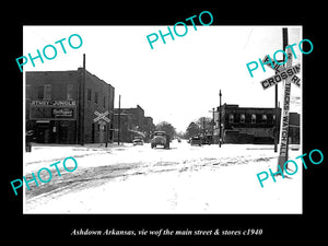 OLD LARGE HISTORIC PHOTO OF ASHDOWN ARKANSAS, THE MAIN STREET & STORES c1940