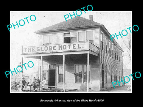 OLD LARGE HISTORIC PHOTO OF BOONEVILLE ARKANSAS, VIEW OF THE GLOBE HOTEL c1900