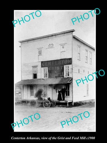 OLD LARGE HISTORIC PHOTO OF CENTERTON ARKANSAS, THE GRIST & FEED MILL c1900