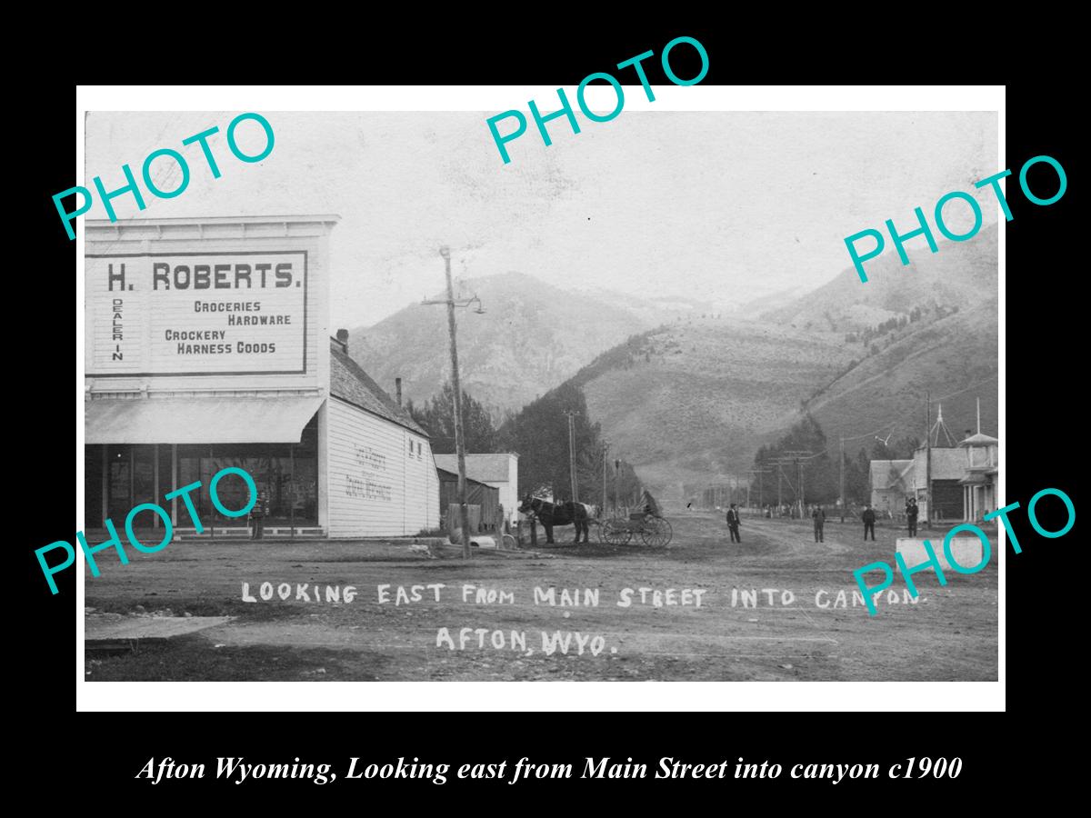 OLD LARGE HISTORIC PHOTO AFTON WYOMING, VIEW OF THE MAIN STREET c1900