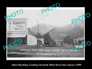 OLD LARGE HISTORIC PHOTO AFTON WYOMING, VIEW OF THE MAIN STREET c1900