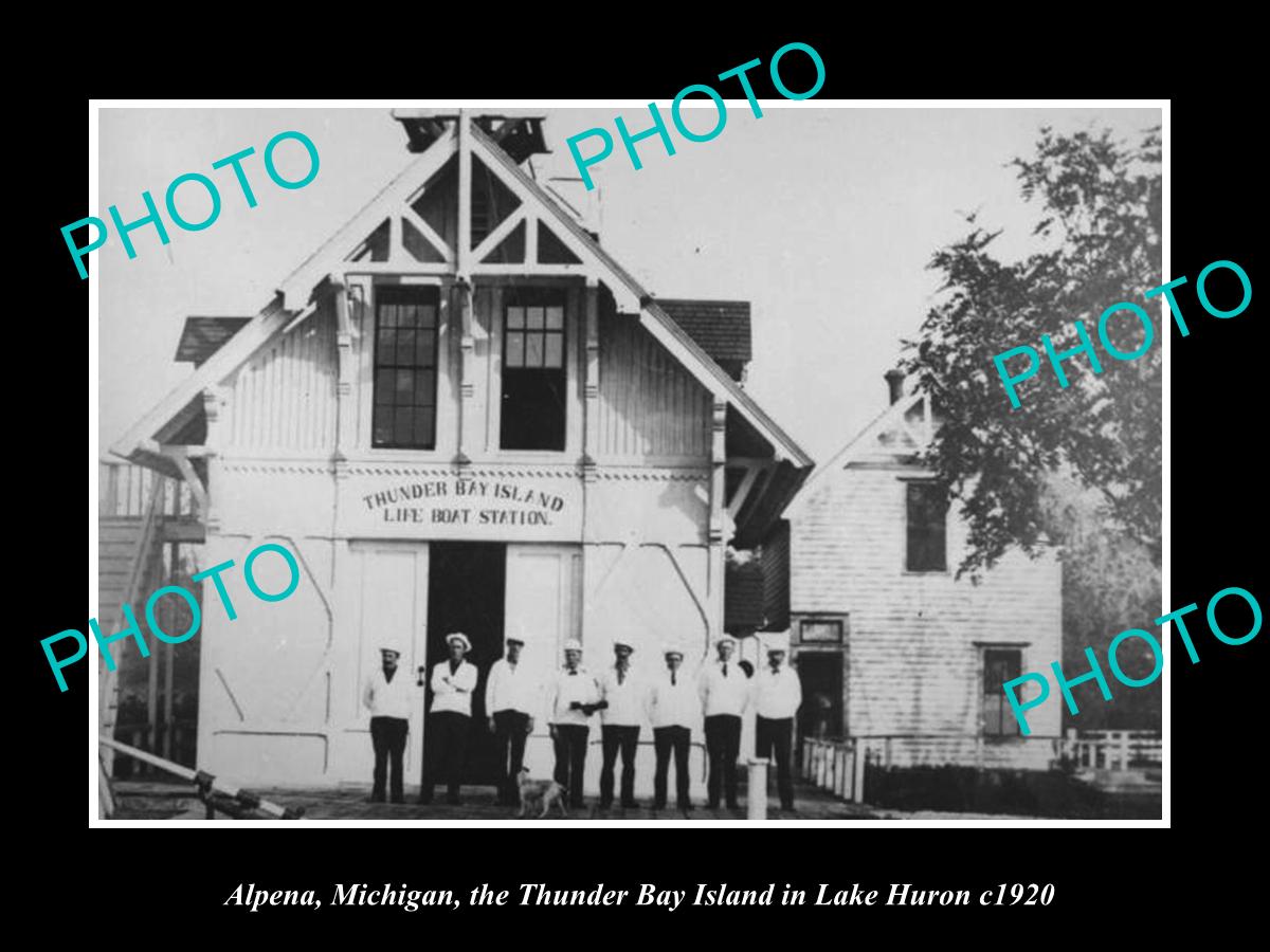 OLD HISTORIC PHOTO OF ALPENA MICHIGAN THUNDER BAY ISLAND LIFE BOAT STATION c1920