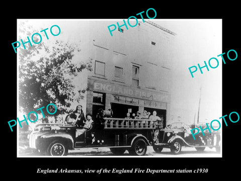 OLD LARGE HISTORIC PHOTO OF ENGLAND ARKANSAS, THE FIRE DEPARTMENT STATION c1930