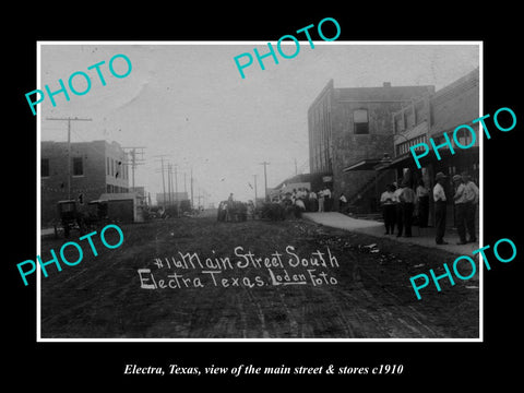 OLD LARGE HISTORIC PHOTO OF ELECTRA TEXAS, THE MAIN STREET & STORES c1910