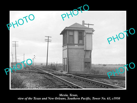 OLD LARGE HISTORIC PHOTO OF MEXIA TEXAS, THE RAILROAD SIGNAL TOWER c1950