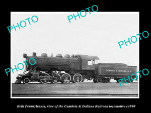 OLD HISTORIC PHOTO OF BETH PENNSYLVANIA THE CAMBRIA INDIANA RAILWAY TRAIN c1890