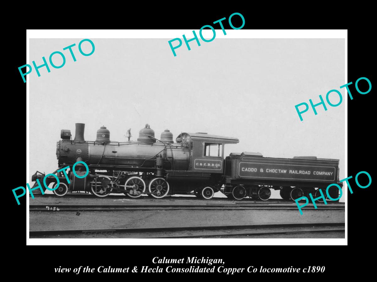 OLD HISTORIC PHOTO OF CALUMET MICHIGAN THE C&H COPPER Co RAILWAY TRAIN c1890