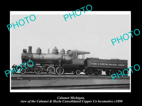 OLD HISTORIC PHOTO OF CALUMET MICHIGAN THE C&H COPPER Co RAILWAY TRAIN c1890