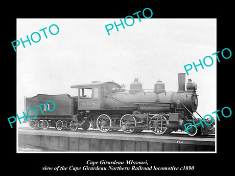 OLD HISTORIC PHOTO OF CAPE GIRARDEAU MISSOURI, THE CGN RAILWAY Co TRAIN c1890