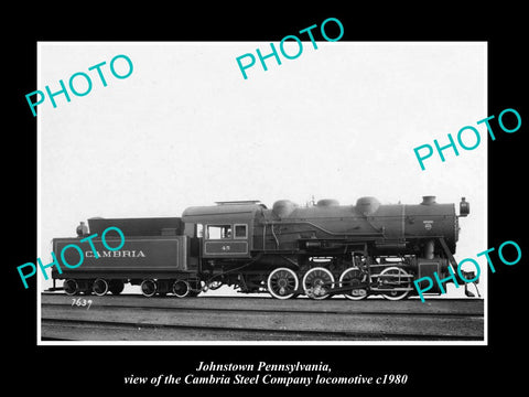 OLD HISTORIC PHOTO OF JOHNSTOWN PENNSYLVANIA CAMBRIA STEEL RAILWAY TRAIN c1890