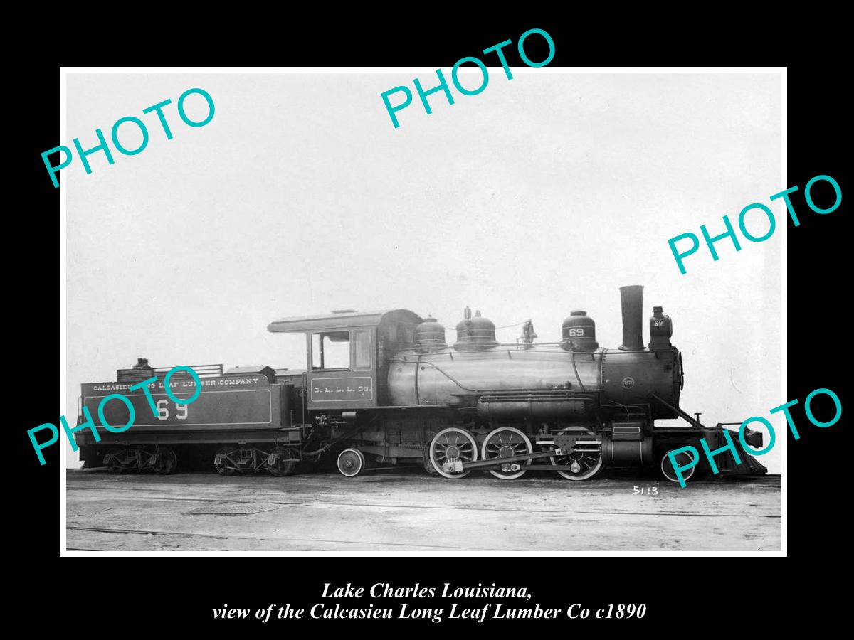 OLD HISTORIC PHOTO OF LAKE CHARLES LOUISIANA, THE LUMBER Co RAILWAY TRAIN c1890