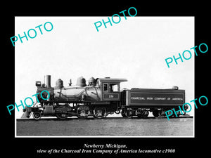 OLD HISTORIC PHOTO OF NEWBERRY MICHIGAN, THE IRON Co RAILWAY TRAIN c1900