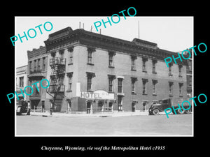 OLD LARGE HISTORIC PHOTO CHEYENNE WYOMING, VIEW OF THE METROPOLITAN HOTEL c1935