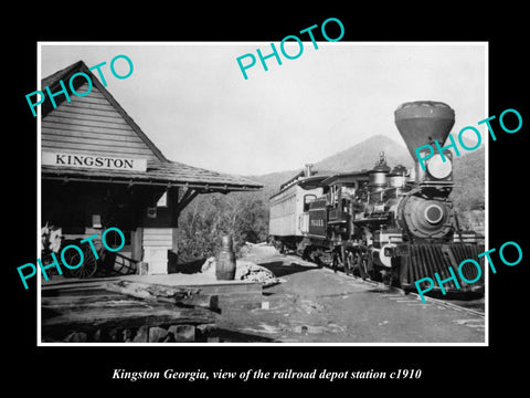 OLD LARGE HISTORIC PHOTO OF KINGSTON GEORGIA, THE RAILROAD DEPOT STATION c1910