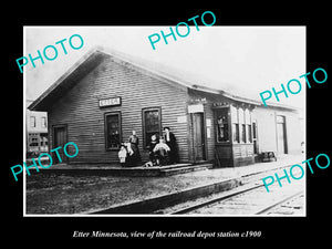 OLD LARGE HISTORIC PHOTO OF ETTER MINNESOTA, THE RAILROAD DEPOT STATION c1900