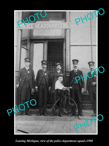 OLD LARGE HISTORIC PHOTO OF LANSING MICHIGAN, THE POLICE HEADQUARTERS c1908