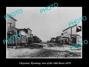 OLD LARGE HISTORIC PHOTO CHEYENNE WYOMING, VIEW OF THE 16th St STORES c1870