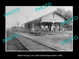 OLD LARGE HISTORIC PHOTO OF MARTIN GEORGIA, THE RAILROAD DEPOT STATION c1920