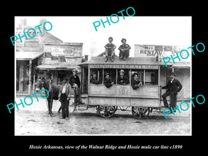 OLD LARGE HISTORIC PHOTO OF HOXIE ARKANSAS, THE WALNUT RIDGE RAILROAD CAR c1890