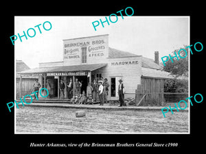 OLD LARGE HISTORIC PHOTO OF HUNTER ARKANSAS, THE BRINNEMAN GENERAL STORE c1900