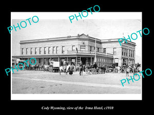 OLD LARGE HISTORIC PHOTO CODY WYOMING, VIEW OF THE IRMA HOTEL c1910