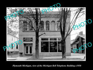 OLD LARGE HISTORIC PHOTO OF PLYMOUTH MICHIGAN, THE BELL TELEPHONE Co c1950