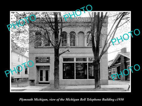 OLD LARGE HISTORIC PHOTO OF PLYMOUTH MICHIGAN, THE BELL TELEPHONE Co c1950