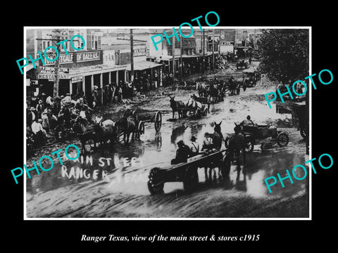 OLD LARGE HISTORIC PHOTO OF RANGER TEXAS, THE MAIN STREET & STORES c1915 1