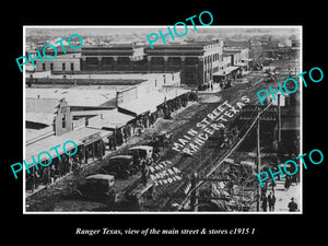 OLD LARGE HISTORIC PHOTO OF RANGER TEXAS, THE MAIN STREET & STORES c1915 2