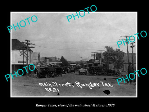 OLD LARGE HISTORIC PHOTO OF RANGER TEXAS, THE MAIN STREET & STORES c1920 1