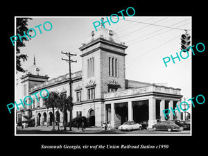 OLD LARGE HISTORIC PHOTO OF SAVANNAH GEORGIA, THE UNION RAILROAD STATION c1950